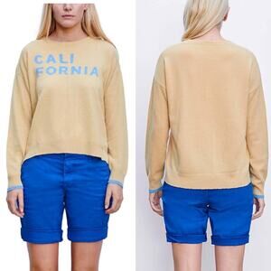 Anthropologie Sundry Sweater Womens XS Tan Gray California Cashmere Wool Crew